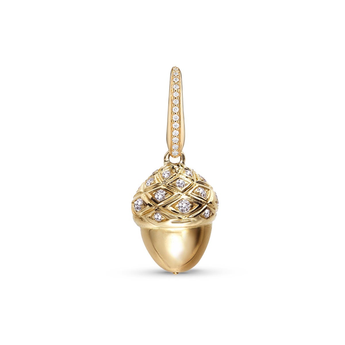 Woodland Acorn Charm in 18ct Yellow Gold with Diamonds