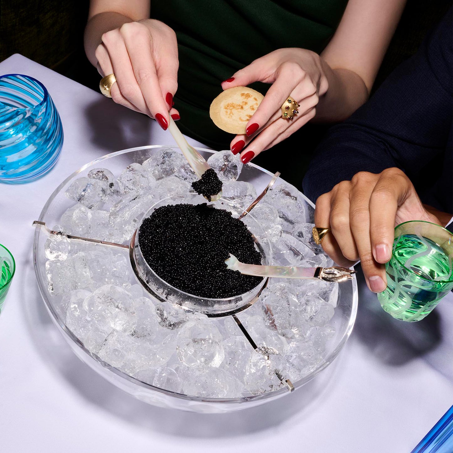 Caviar Set in Sterling Silver & Crystal