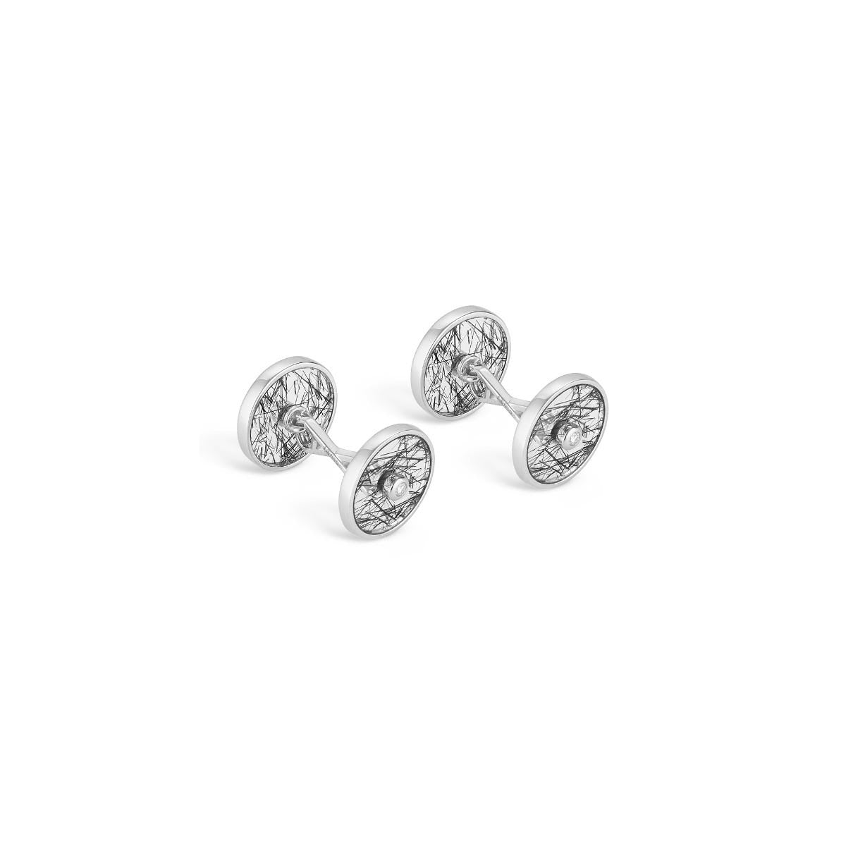 Smoked Quartz & Diamond Cufflinks in 18ct White Gold