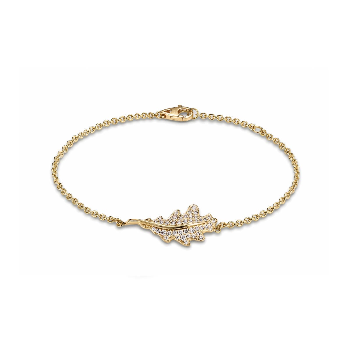 Woodland Single Oak Leaf Bracelet in 18ct Yellow Gold with