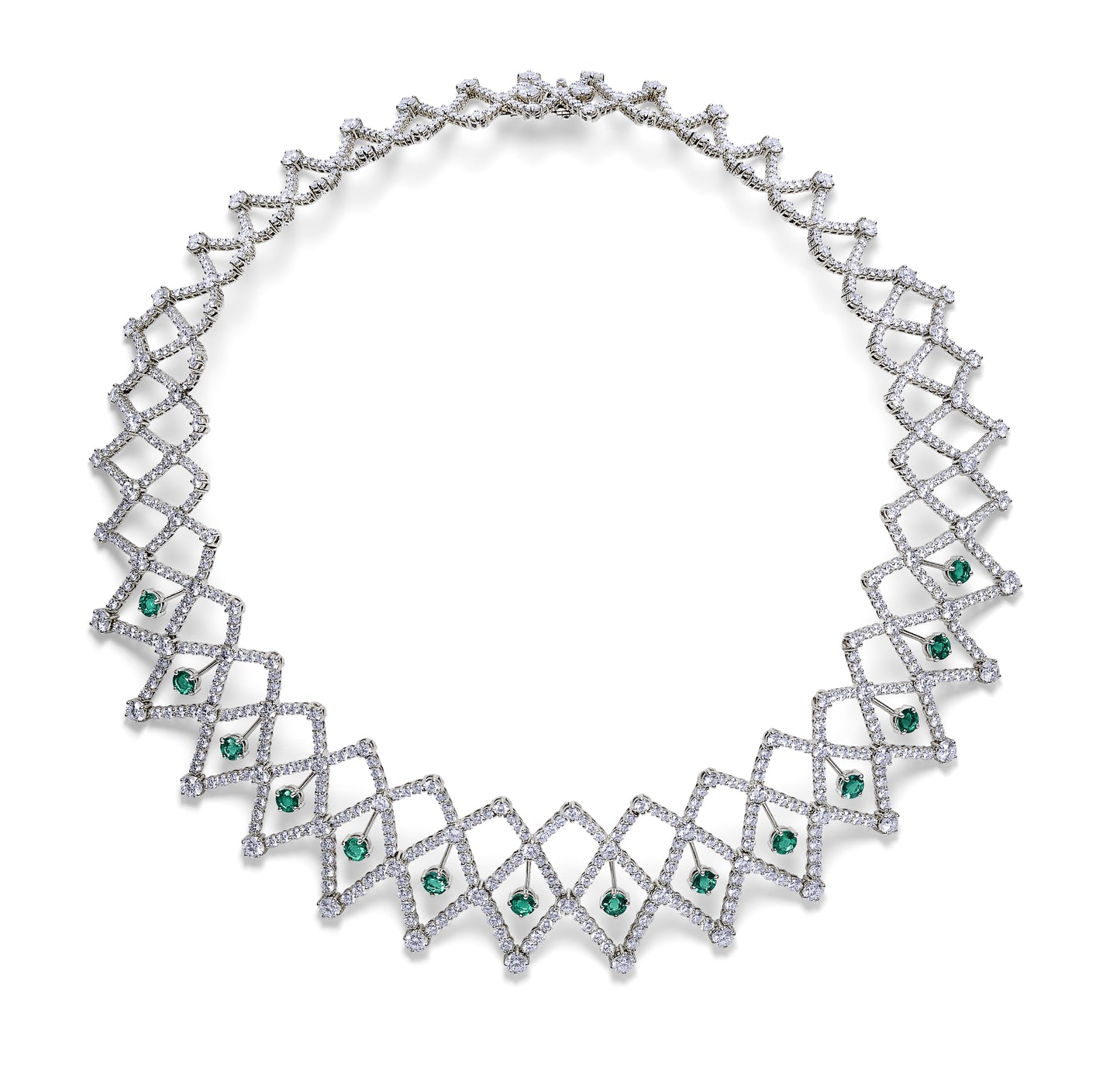 Emerald and Diamond Necklace in Platinum and 18ct Yellow Gold