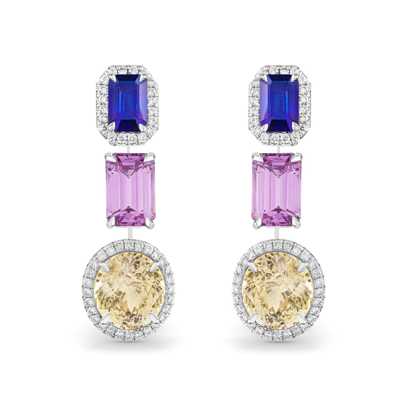 Platinum Earrings with Sapphires and Diamonds
