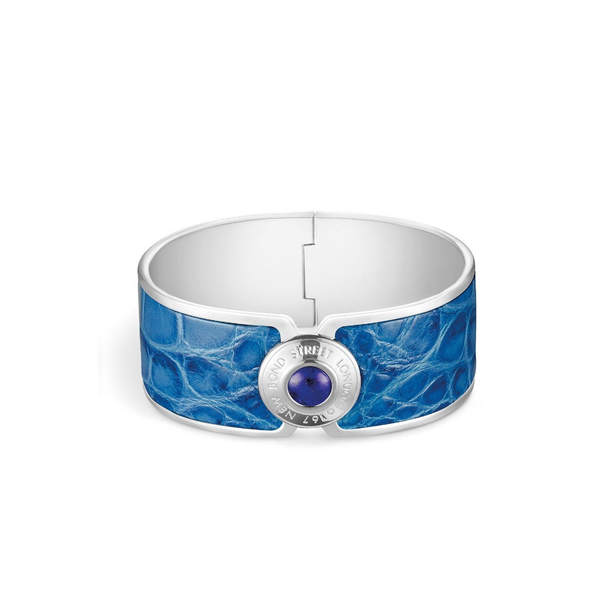 Bond Street パラジウム仕上げのクロコダイル ワイド ボタン カフス