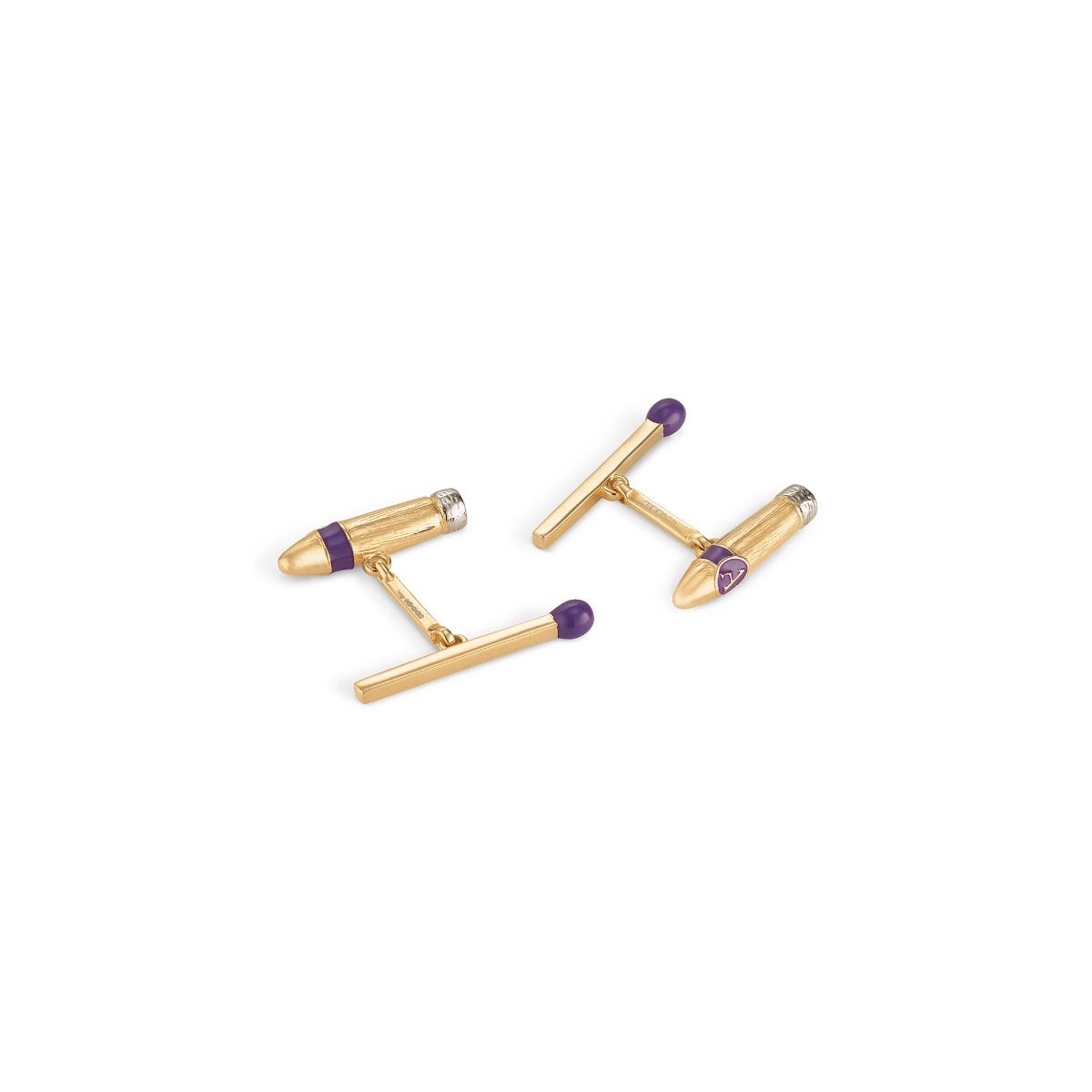 Cigar & Match Cufflinks in Sterling Silver Gilt & Enamel