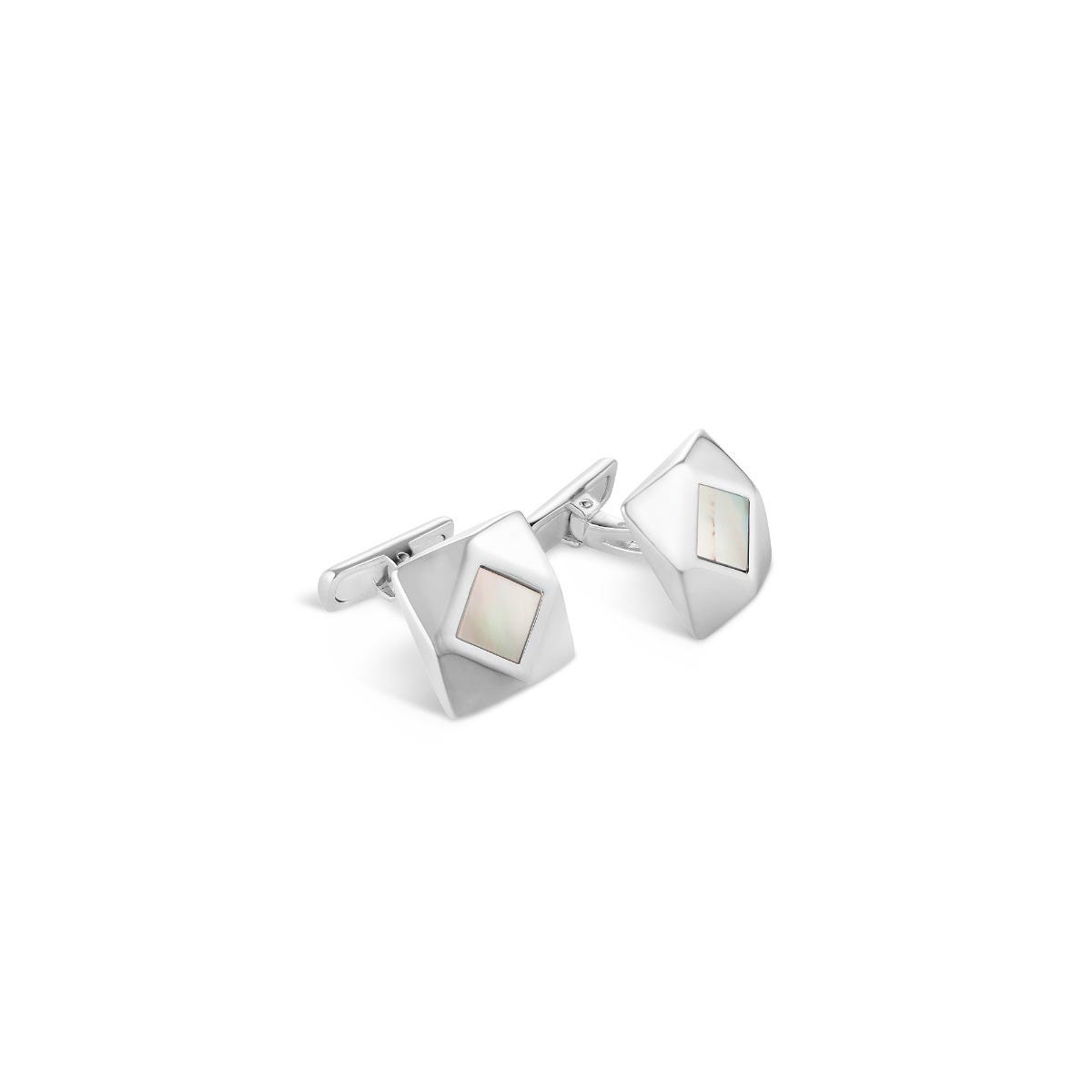 Geometric Mother of Pearl Cufflinks in Sterling Silver