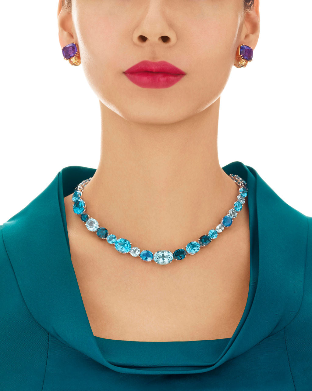 Chaos Necklace in 18ct White Gold with Blue Topaz