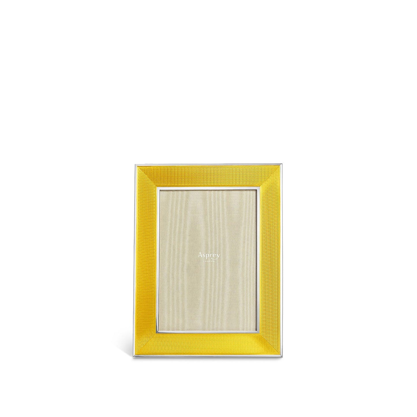 Yellow Enamelled Frame in Engine-turned Sterling Silver