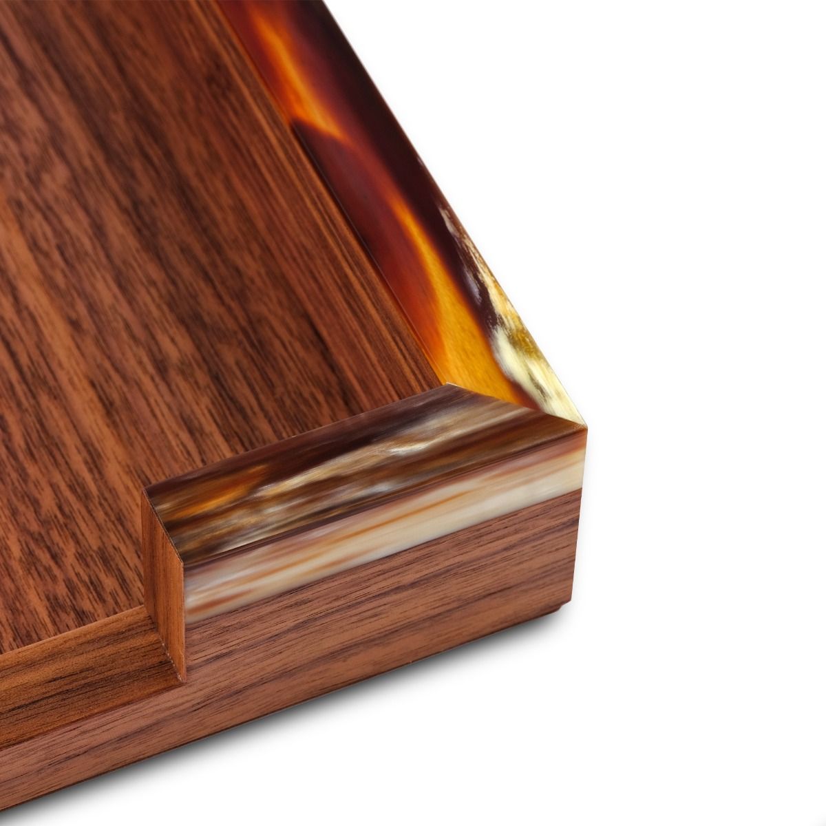 Horn & Walnut Wood Letter Tray