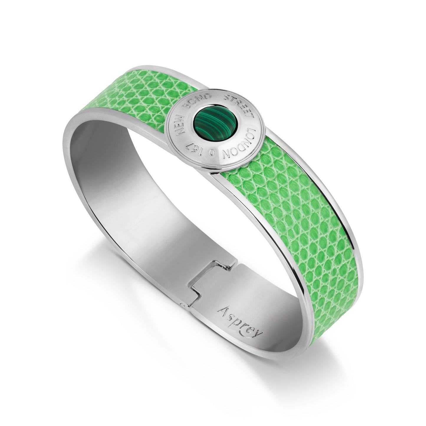 Bond Street Narrow Button Cuff in Lizard with Palladium Finish