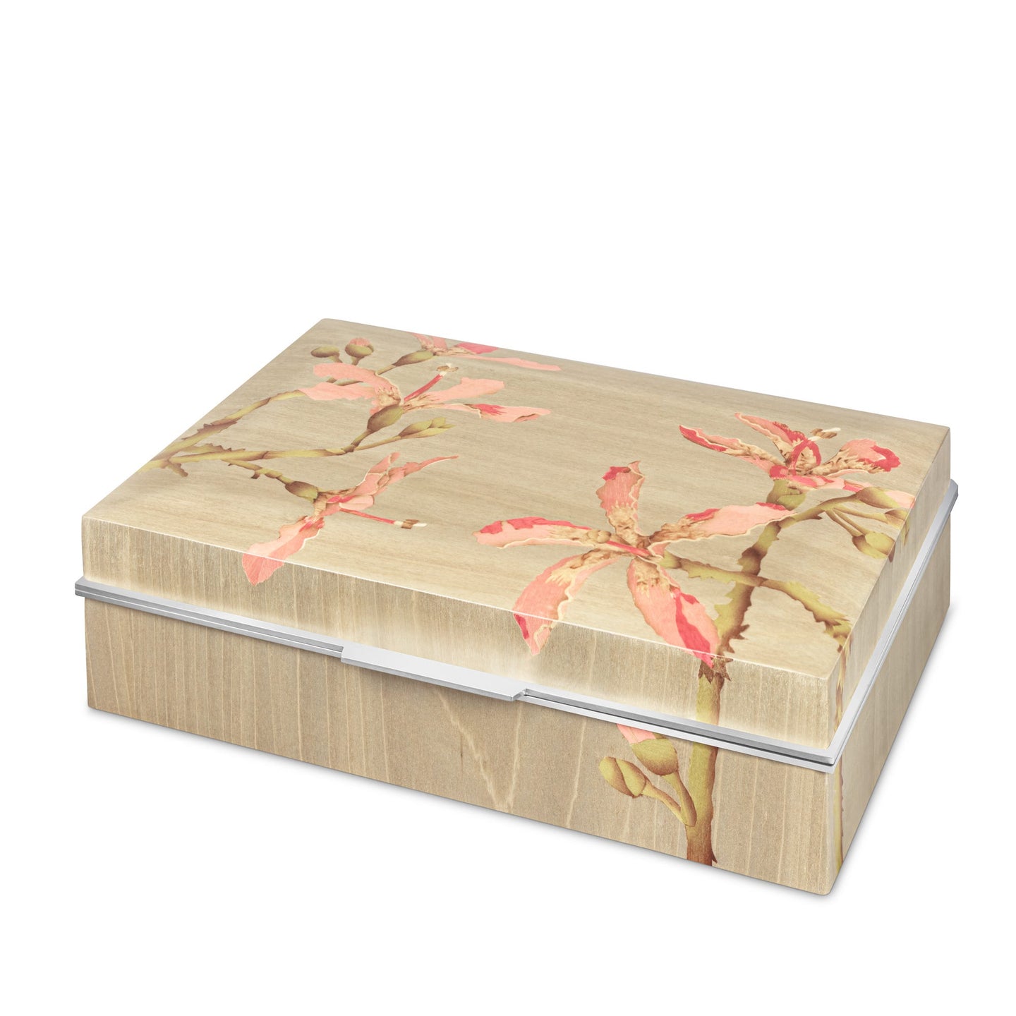 Kapok Tree Marquetry Box in Sterling Silver & Wood