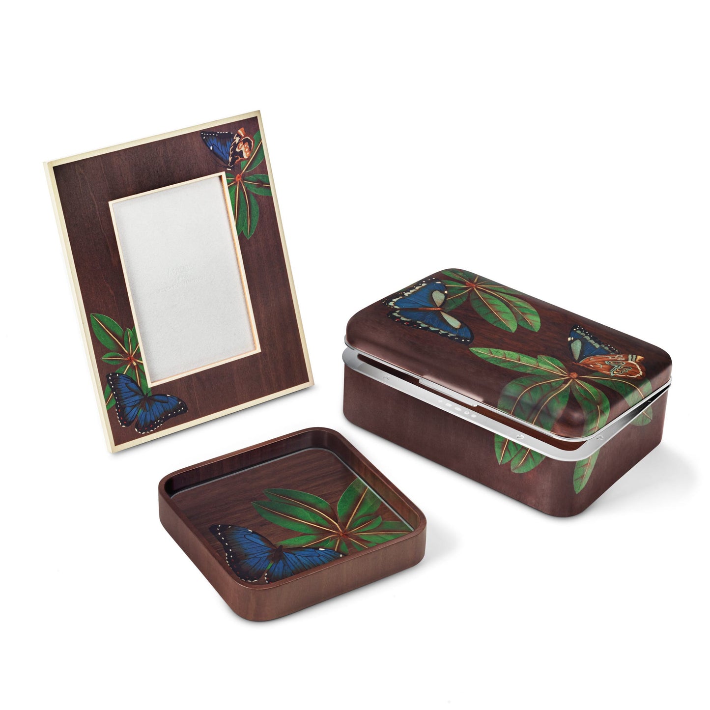 Butterfly Marquetry Wood Vide Poche