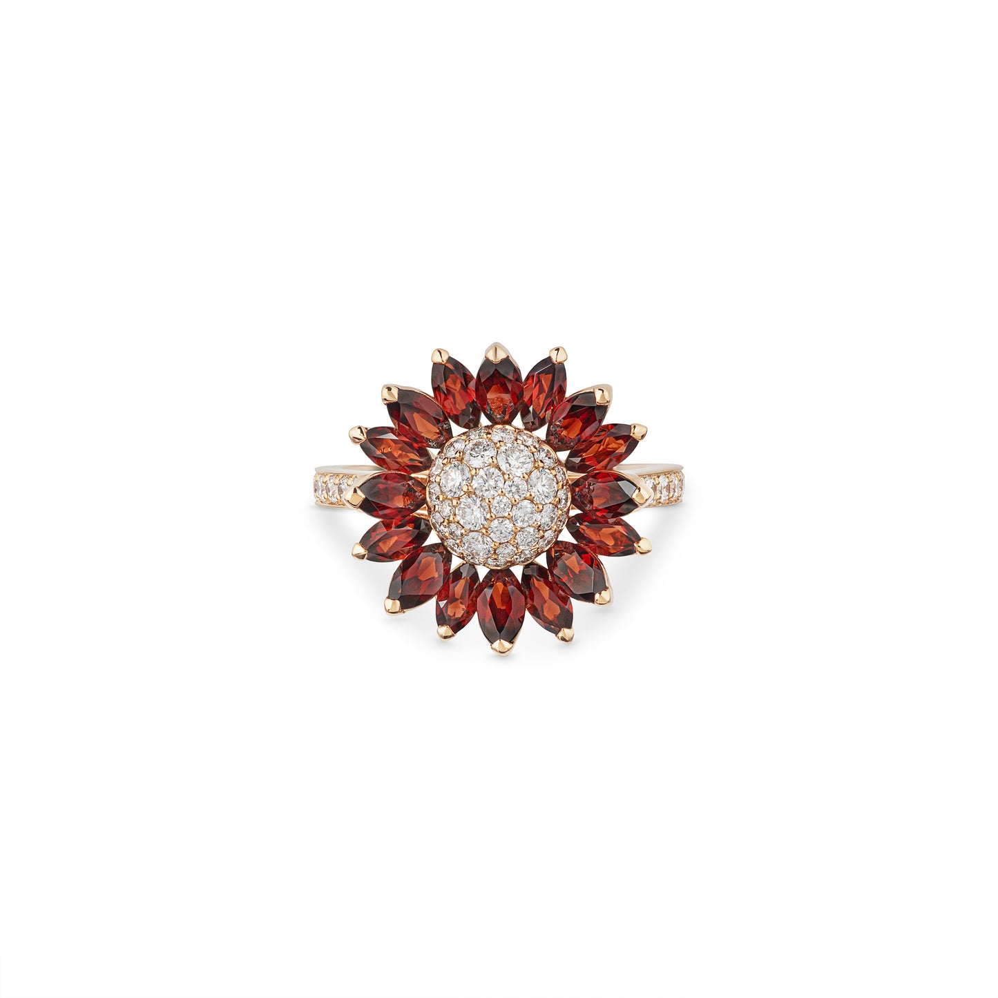 Daisy Small Ring in 18ct Rose Gold with Garnet and Diamonds