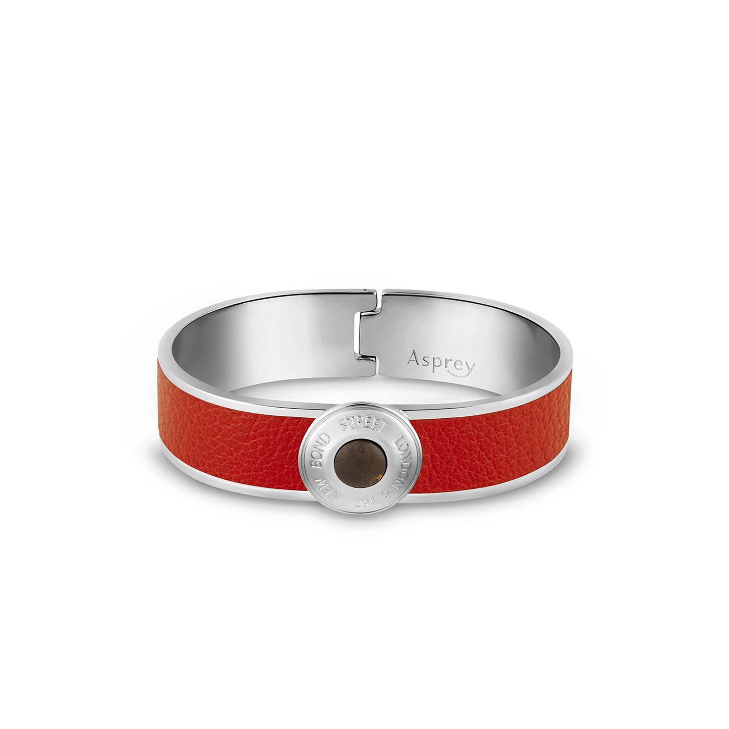 Bond Street Narrow Button Cuff in Pebble Grain Leather with Palladium Finish