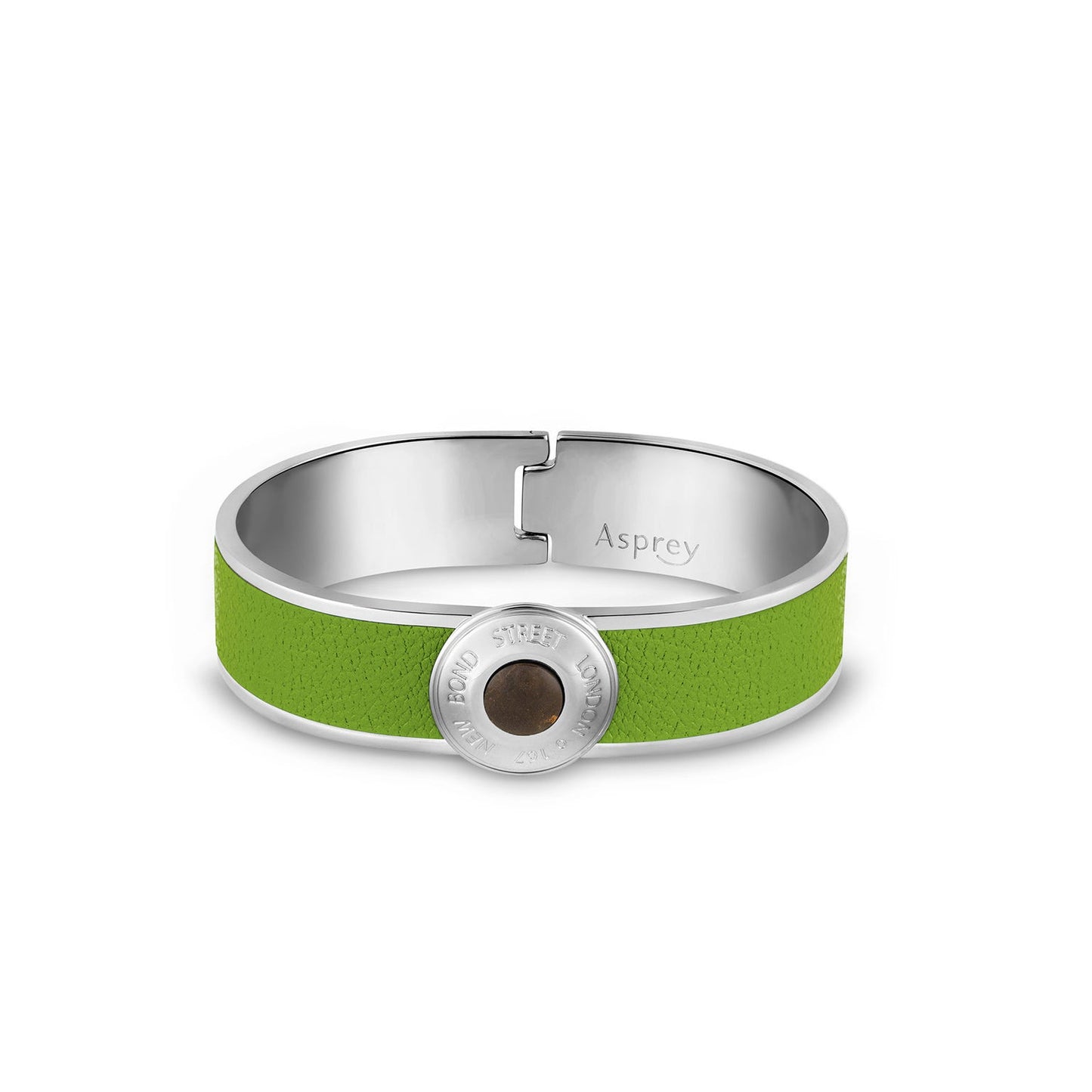 Bond Street Narrow Button Cuff in Pebble Grain Leather with Palladium Finish