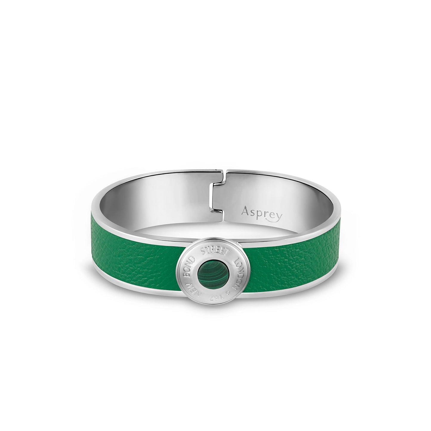 Bond Street Narrow Button Cuff in Pebble Grain Leather with Palladium Finish