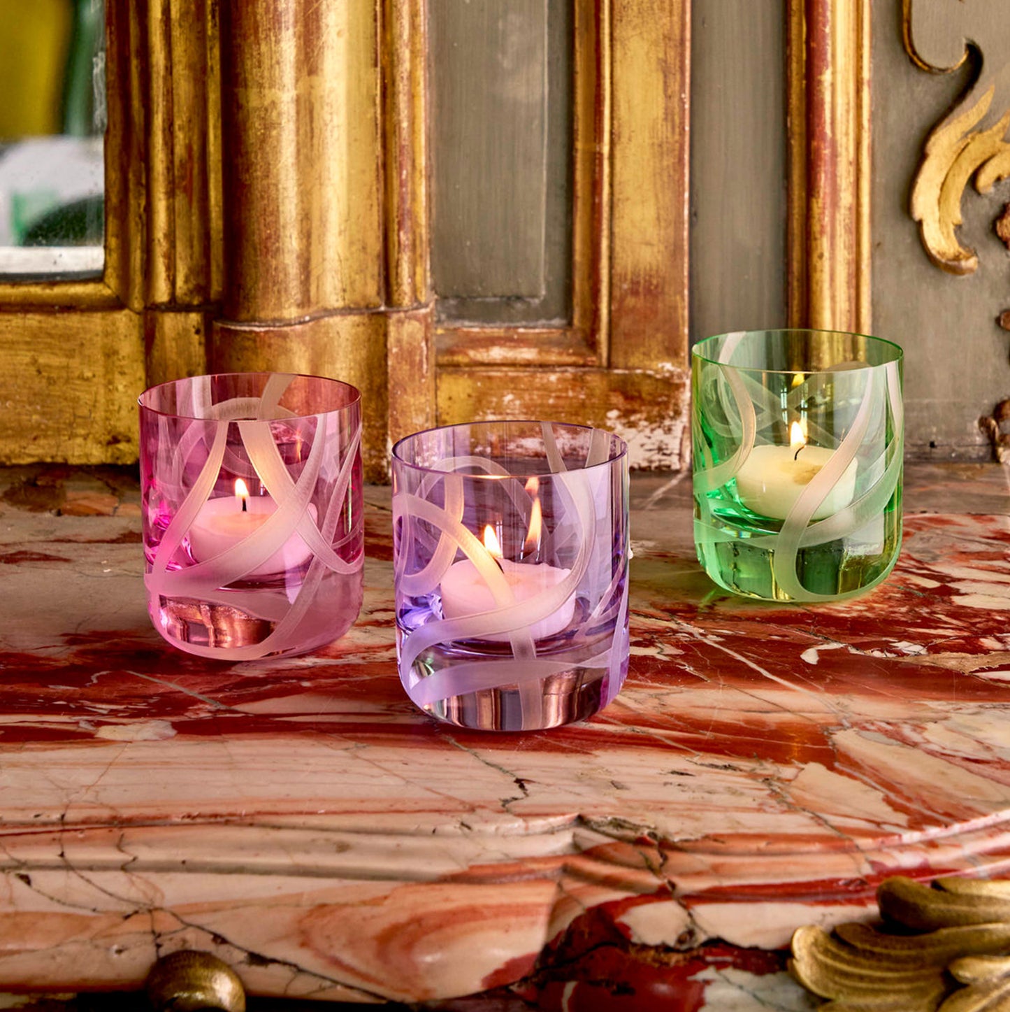 Ribbon Tealight Holders, Set of 3