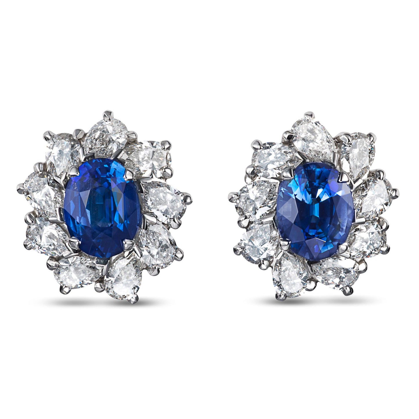 Earrings in Platinum with Oval Sapphire