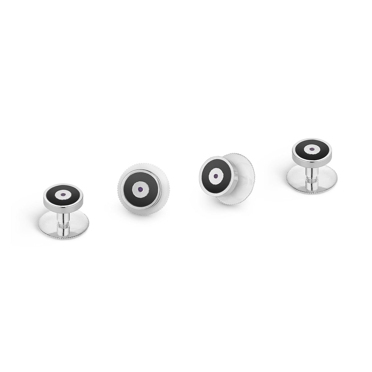 167 Dress Studs in Sterling Silver & Enamel  Asprey London