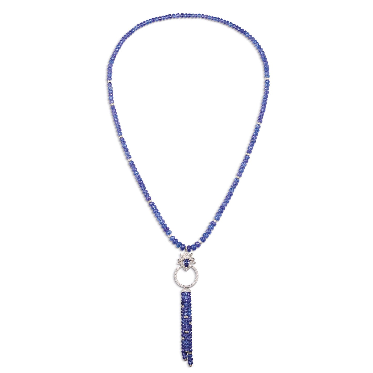 Lotus Necklace in Platinum with Tanzanite & Diamond