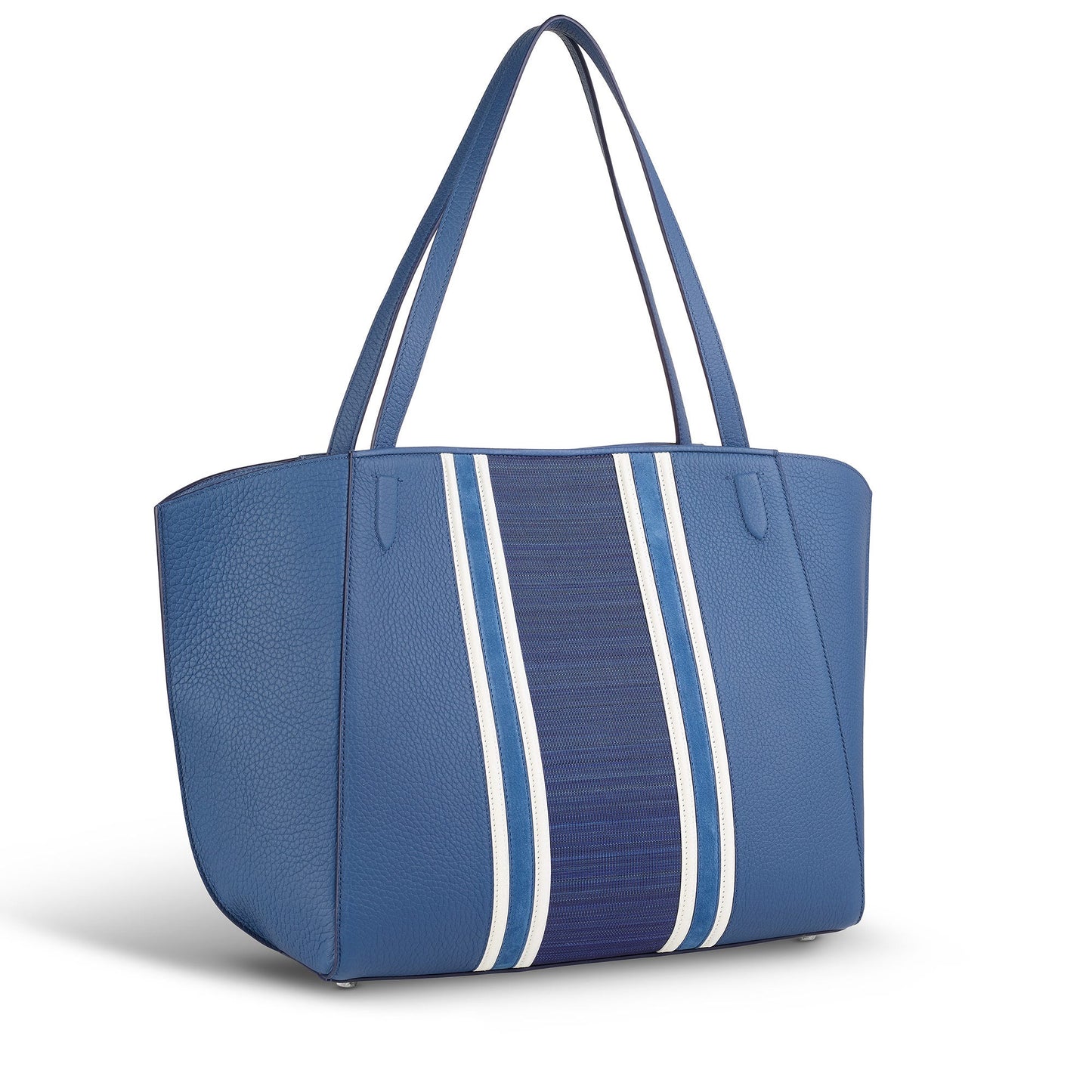 ハーバー トート ミディアム ストライプ ハンドバッグ ソフトグレインレザー