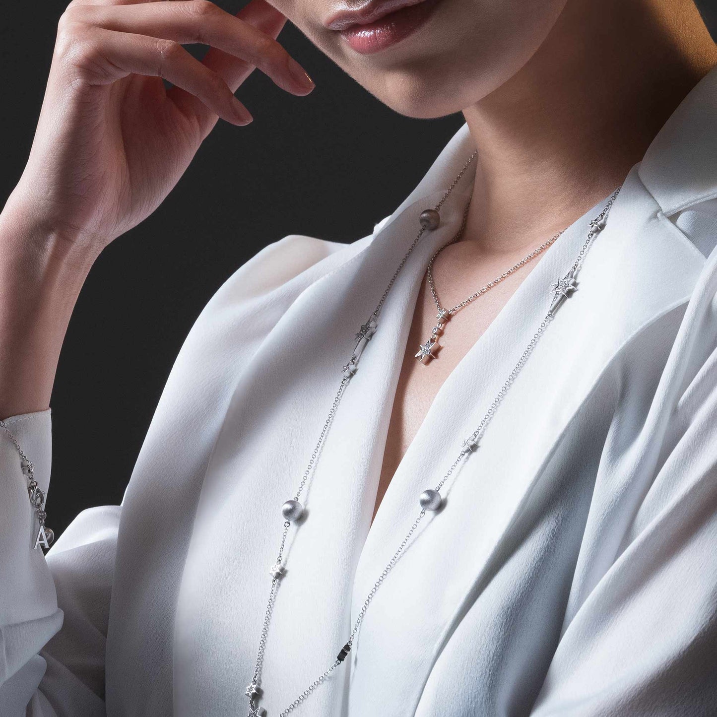 Cosmic Stargazer Necklace in 18ct White Gold with Diamonds