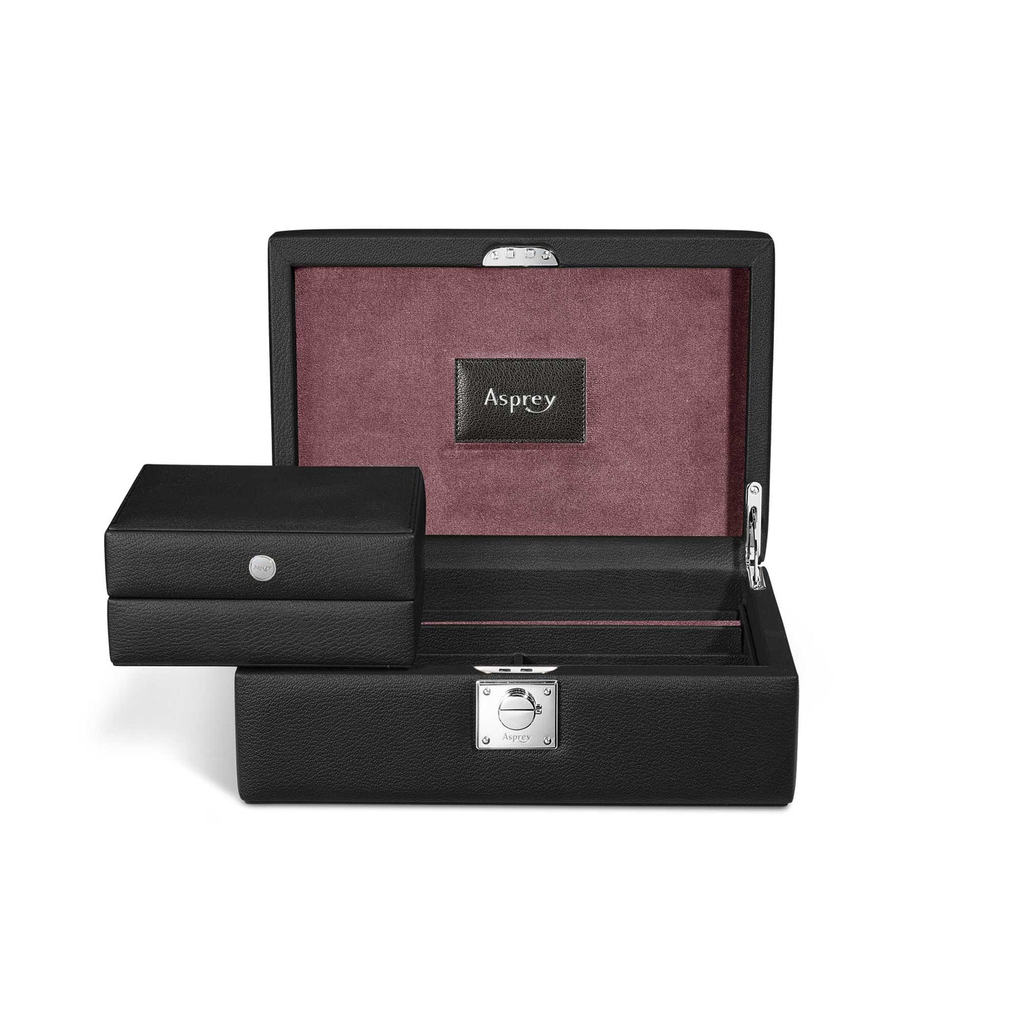 Leigh Jewel Case with Travel Box in Pebble Grain Leather