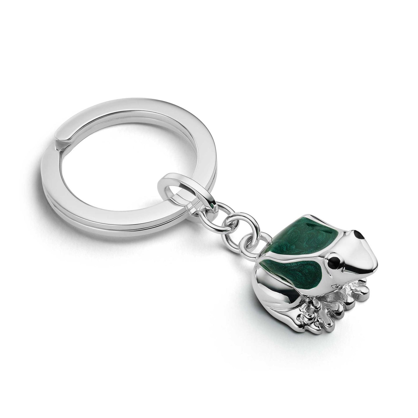 Frog Key Ring in Sterling Silver & Enamel
