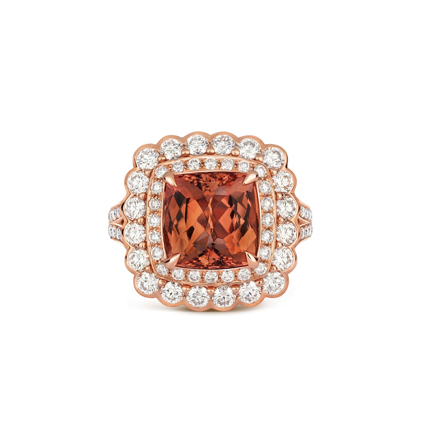 Imperial Topaz Ring in 18ct Rose Gold with Diamonds