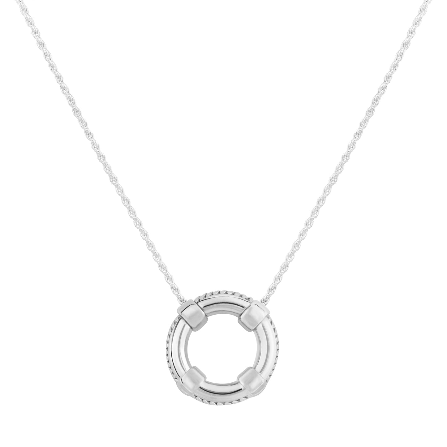 Life Ring Pendant Necklace in Sterling Silver
