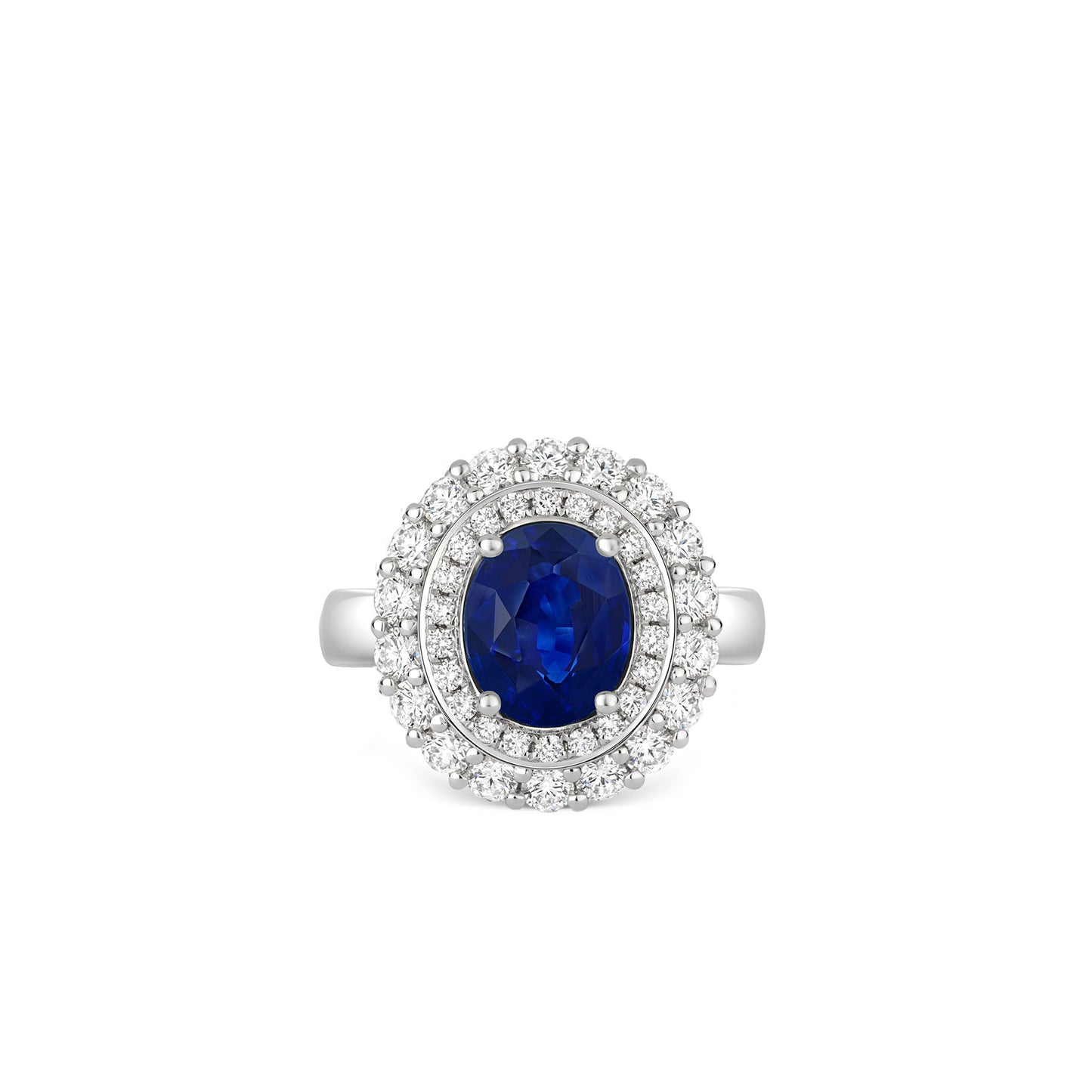 Oval-cut Sapphire Ring in Platinum with Diamonds