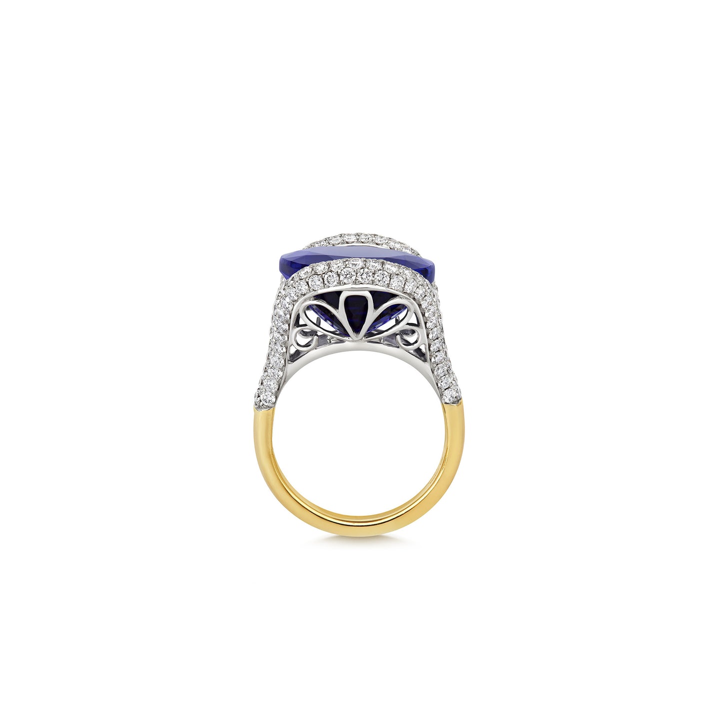 Oval-cut Tanzanite Ring in 18ct White and Yellow Gold with Diamonds