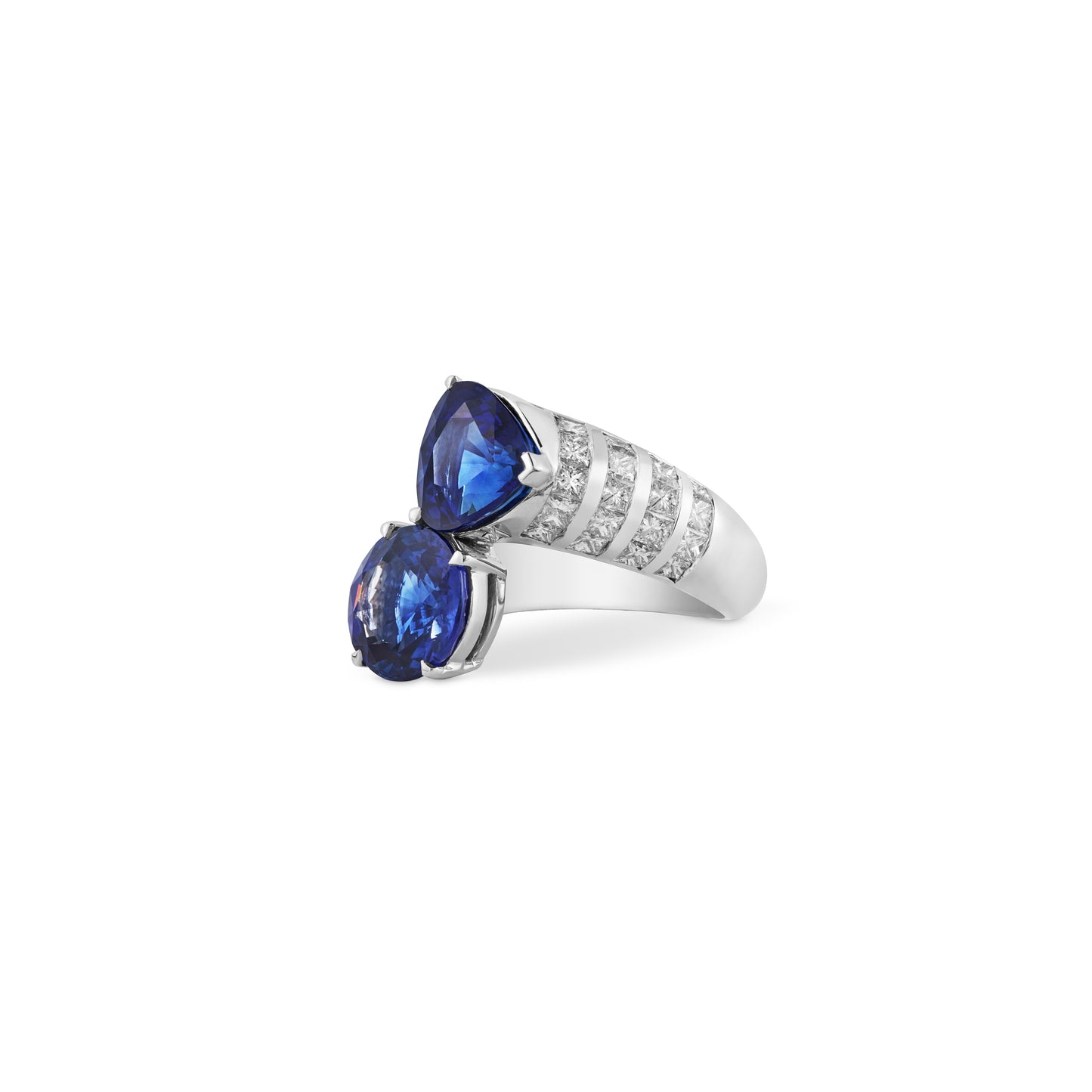 Sapphire and Diamond Toi et Moi Ring in 18ct White Gold