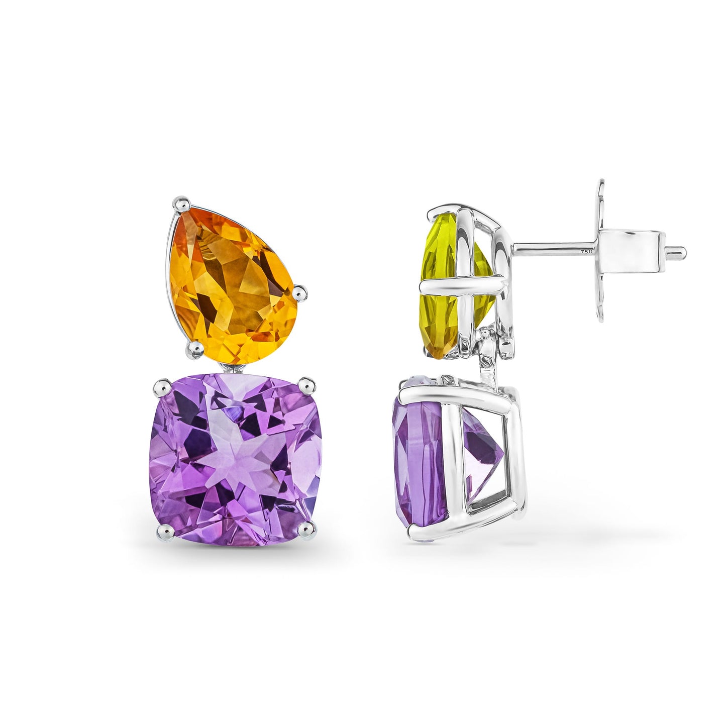 Chaos Earrings in 18ct White Gold with Multicolored Gemstones