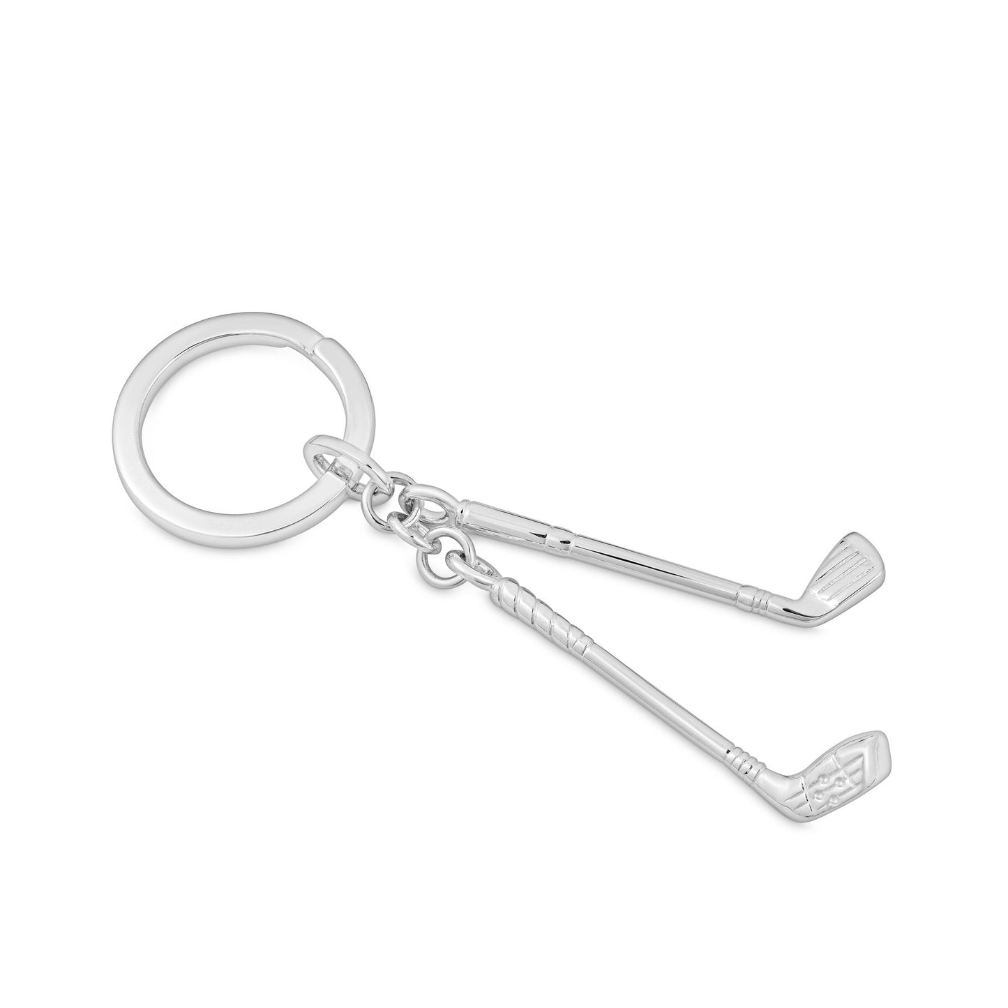 Double Golf Club Keyring in Sterling Silver