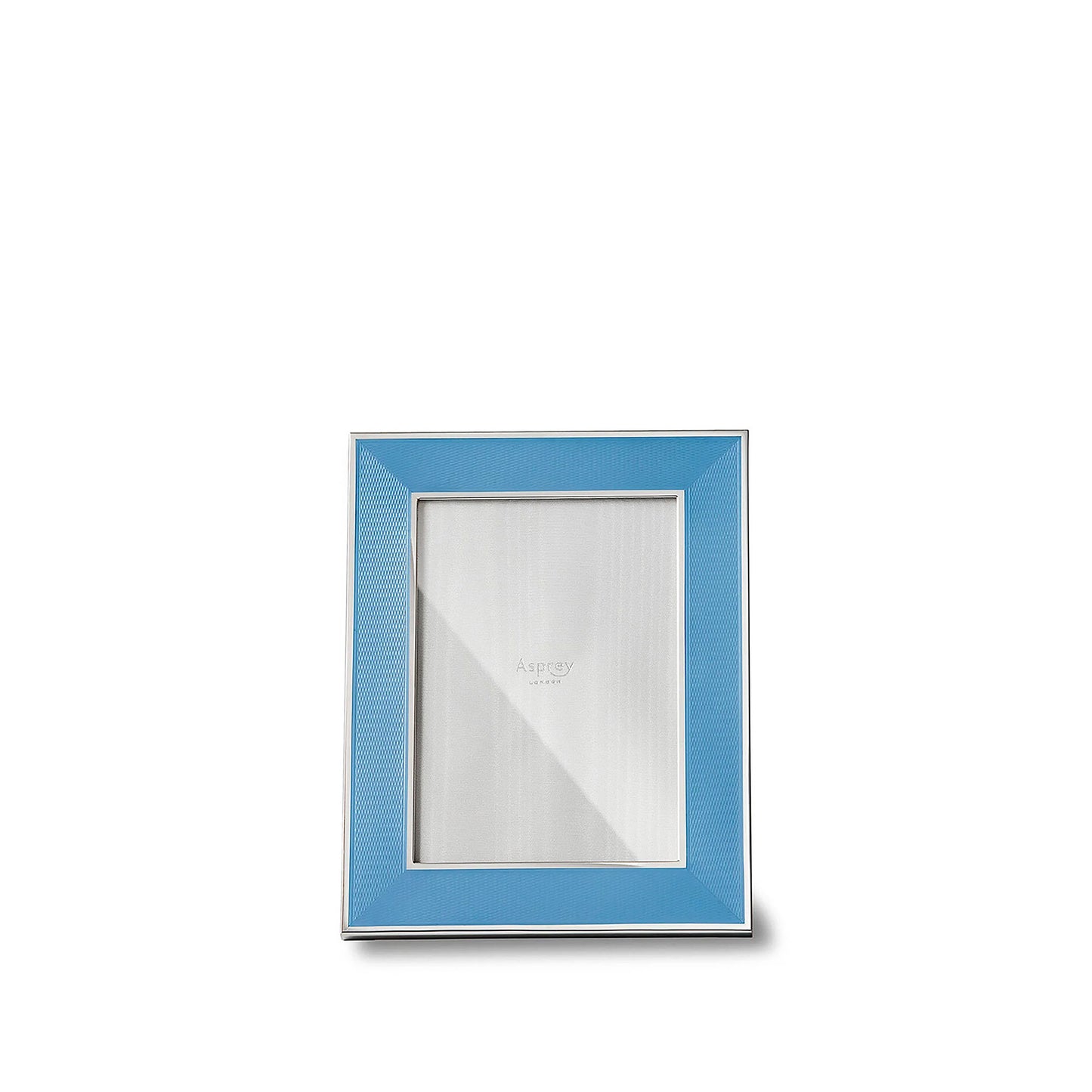 Blue Enamelled Frame in Engine-turned Sterling Silver
