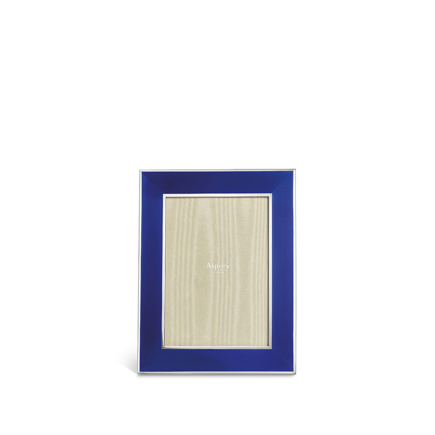 Navy Enamelled Frame in Engine-turned Sterling Silver