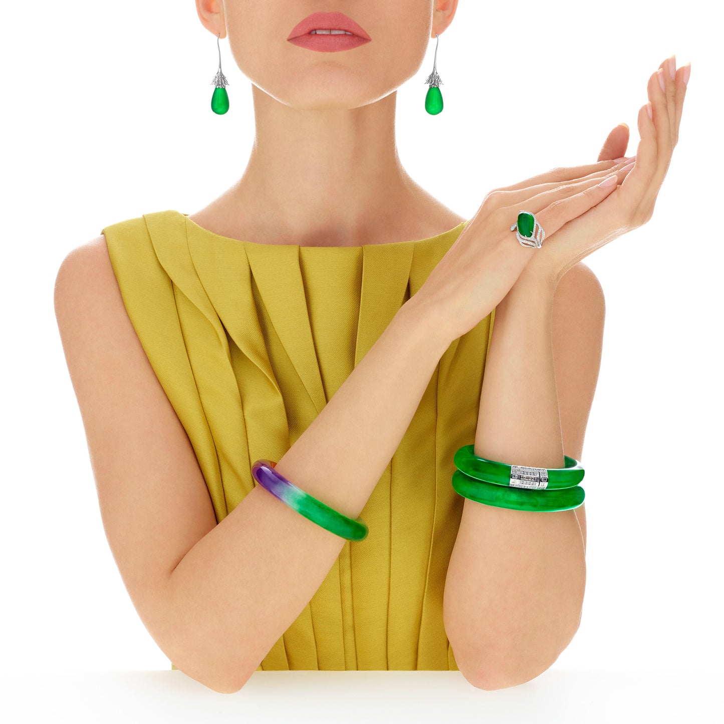 Imperial Jadeite “Eye” Ring in 18ct White Gold with Diamonds