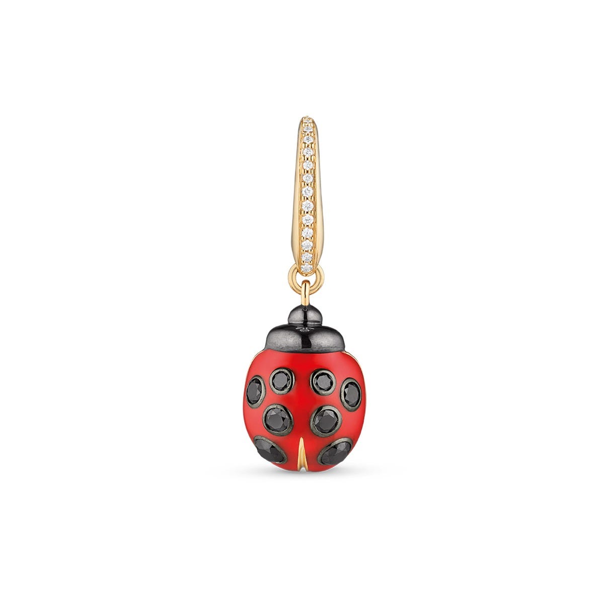 Woodland Ladybird Charm in Enamelled 18ct Yellow Gold with Diamonds