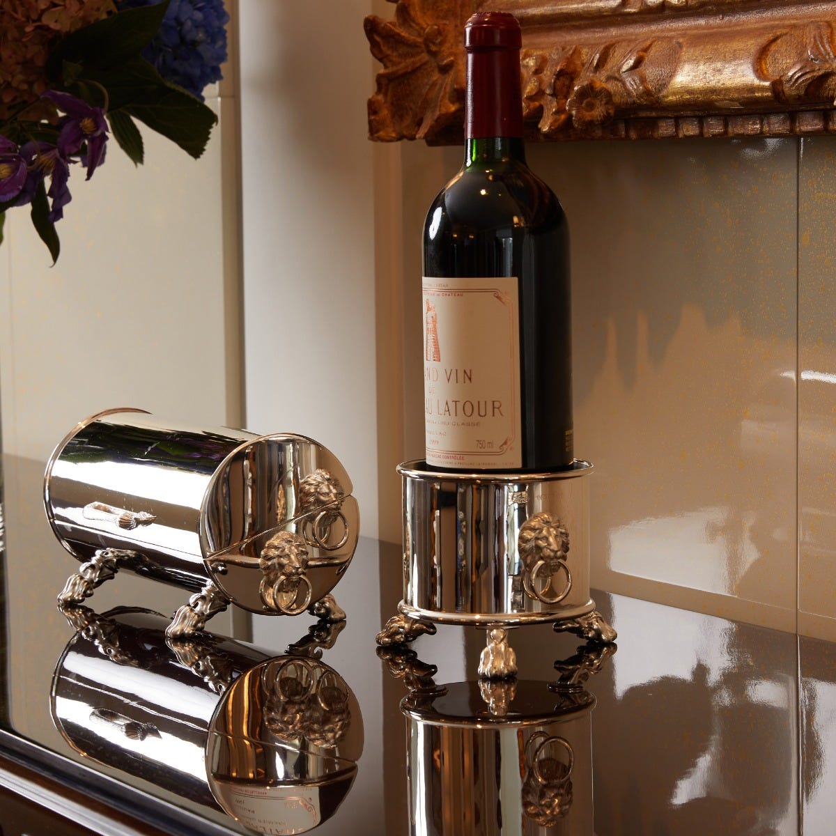 Lion Wine & Champagne Coaster in Sterling Silver