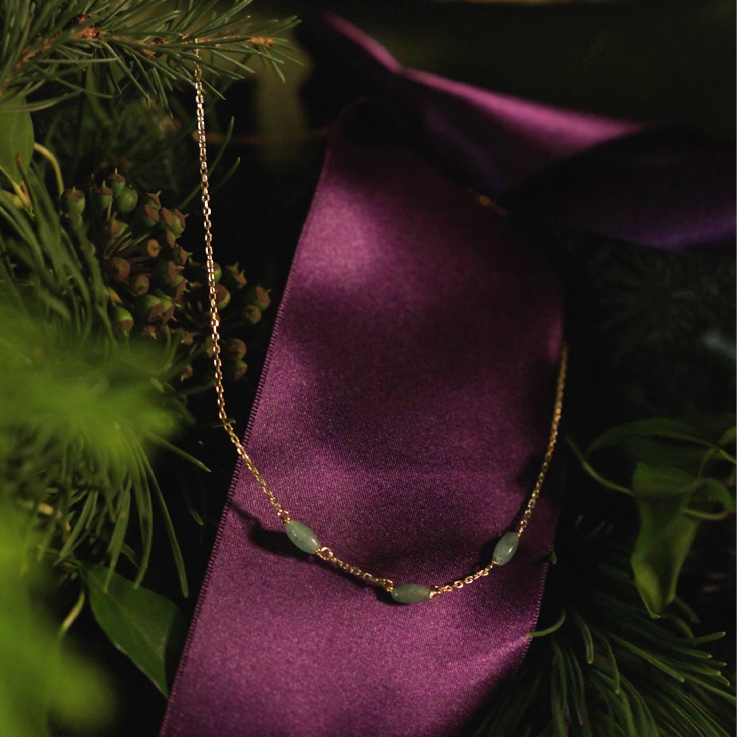 Aventurine Necklace in Sterling Silver Gilt