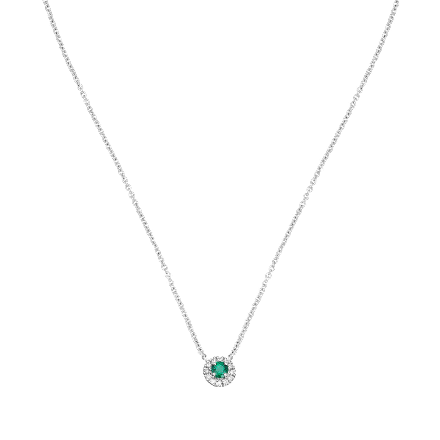 Emerald and Diamonds Pendant in 18ct White Gold