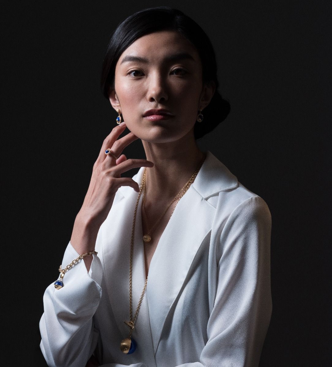 Cosmic Orbit Ring in 18ct Yellow Gold with Lapis and Diamonds