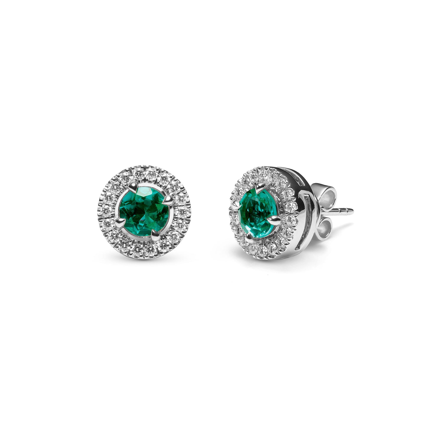 Platinum Earrings with Emerald and Diamonds