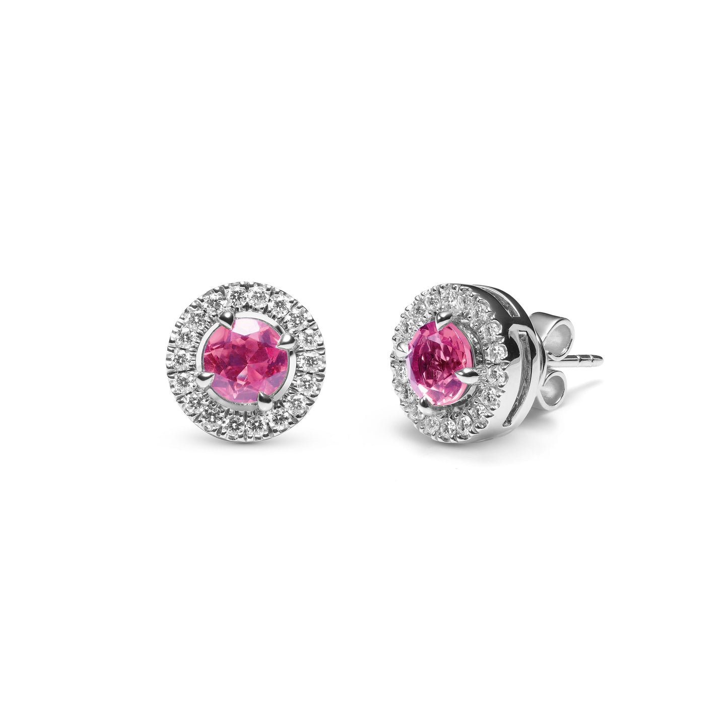 Platinum Earrings with Pink Tourmaline and Diamonds