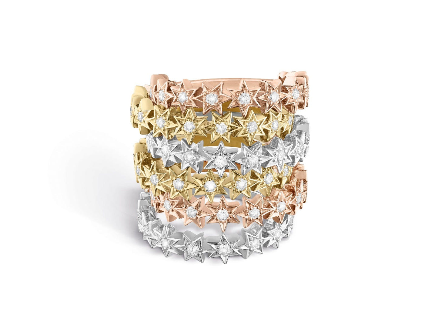 ダイヤモンド付きコズミック スターゲイザー リング (18ct ローズゴールド)