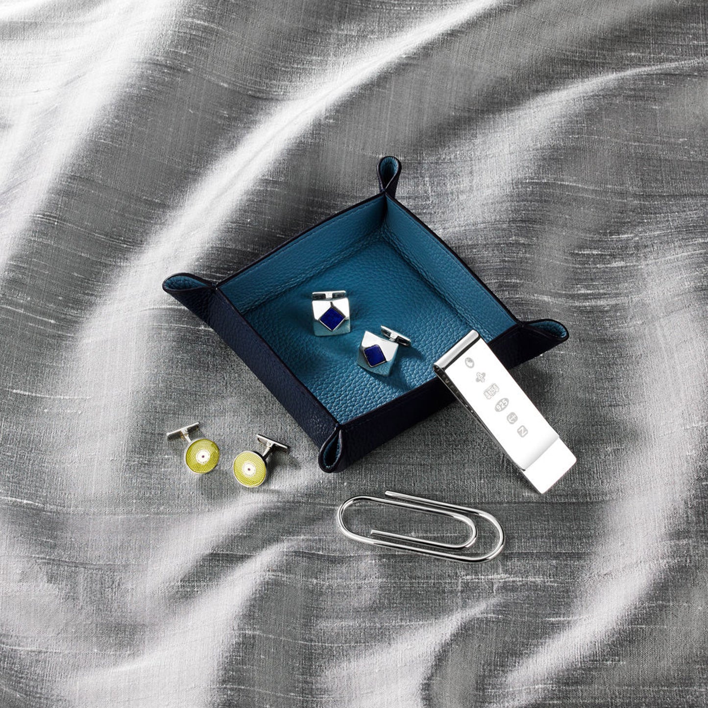 Geometric Cufflinks in Sterling Silver & Lapis