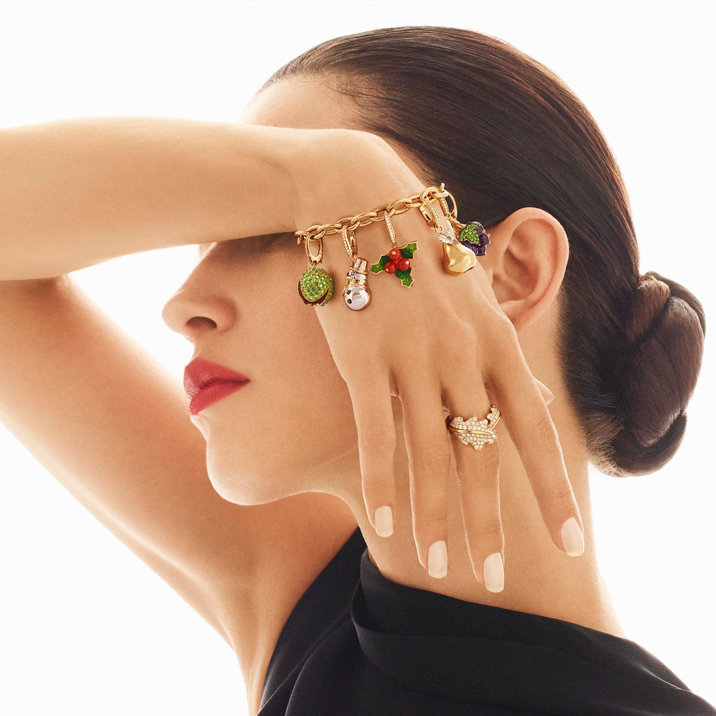 Woodland Snowman Charm in 18ct Gold with Diamonds