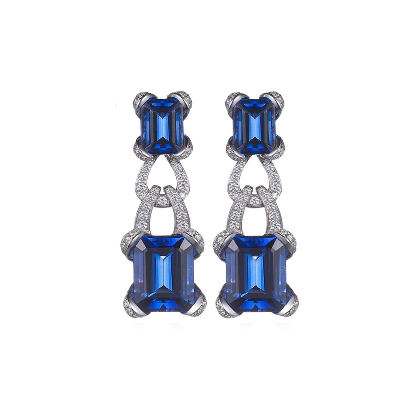 Ribbon Earrings in 18ct White Gold with Tanzanite and Diamonds