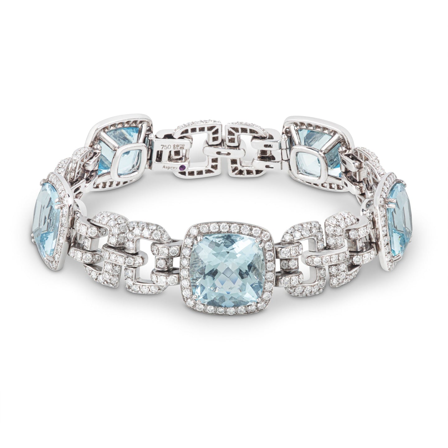 Windsor Bracelet in 18ct White Gold with Aquamarine and Diamonds