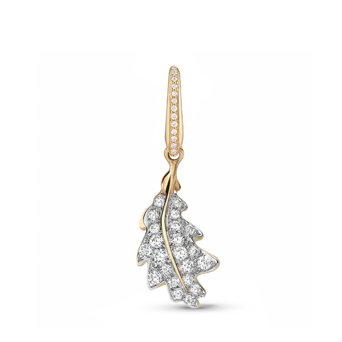 Woodland Oak Leaf Charm in 18ct Yellow Gold with Diamonds